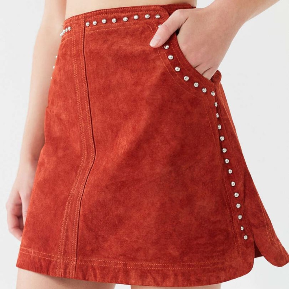 Urban Outfitters Womens Studded Mini Skirt Rust